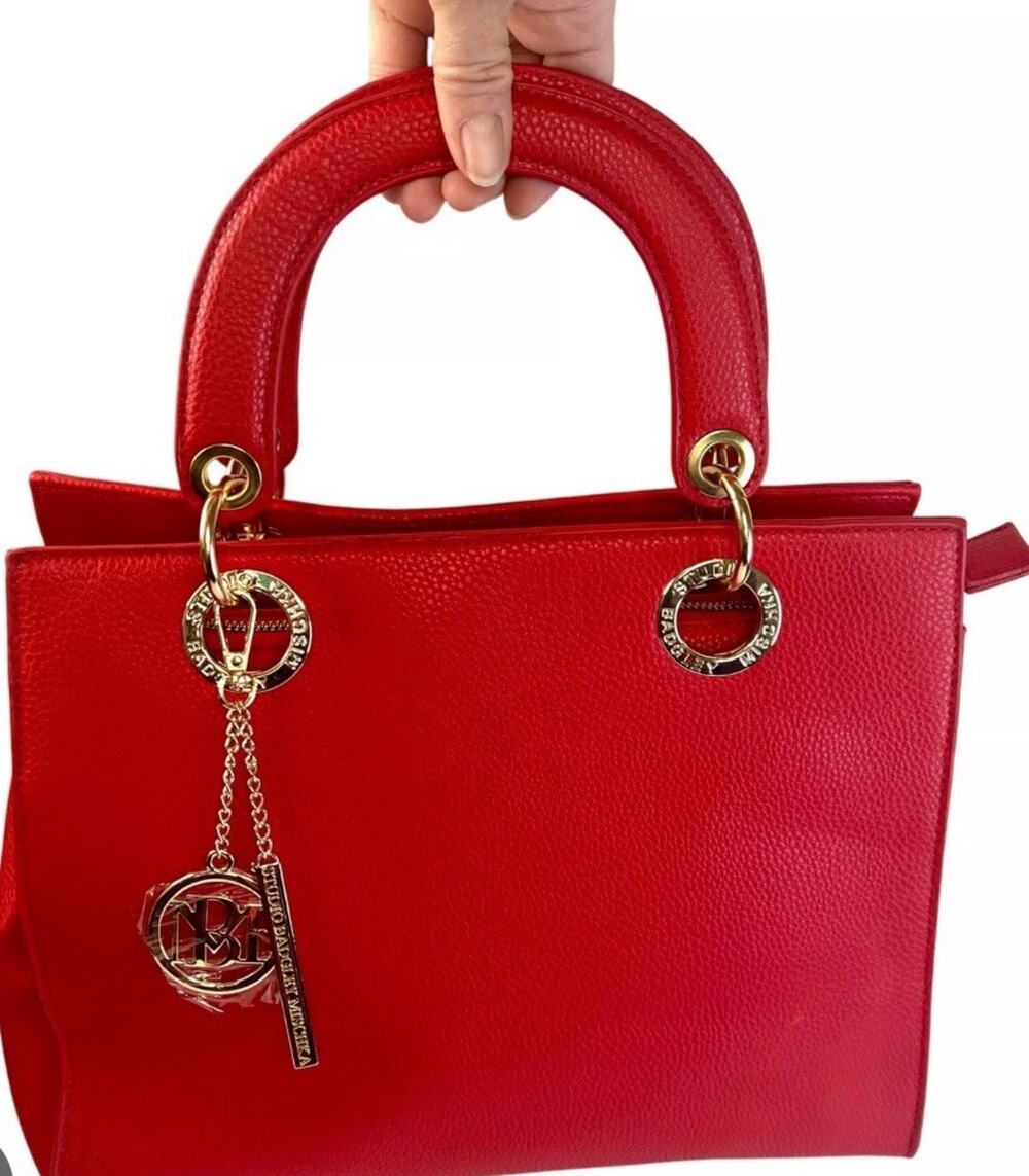 Red Badgley Mischka Women’s Tote Bag Red With Gold Hardware